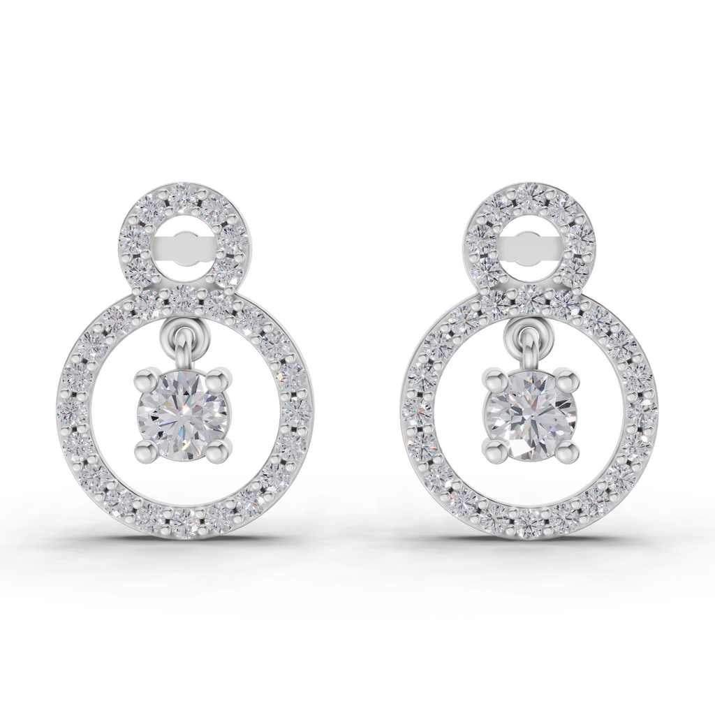 1.36 Carat Eternal Halo Drops Earrings 14K - White Gold