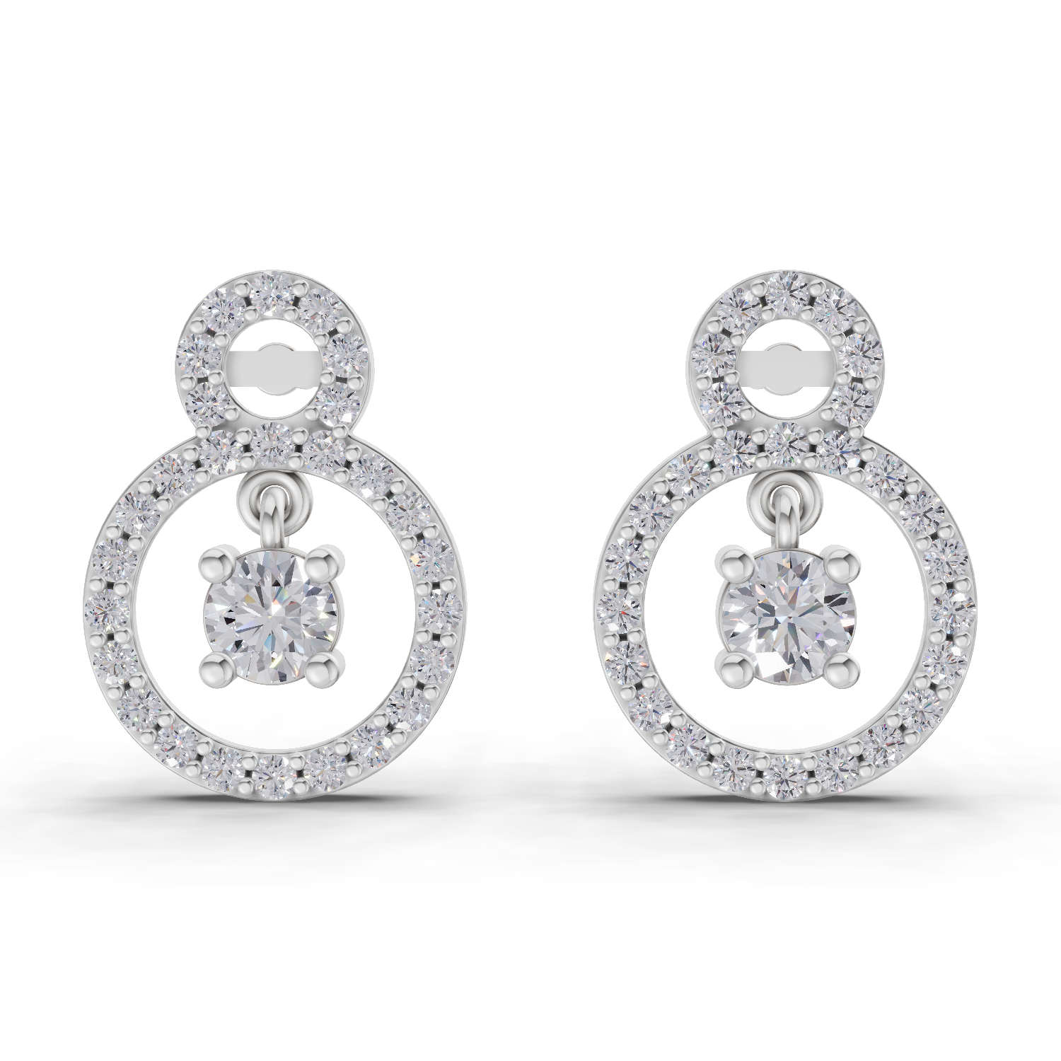 1.36 Carat Eternal Halo Drops Earrings 14K - White Gold