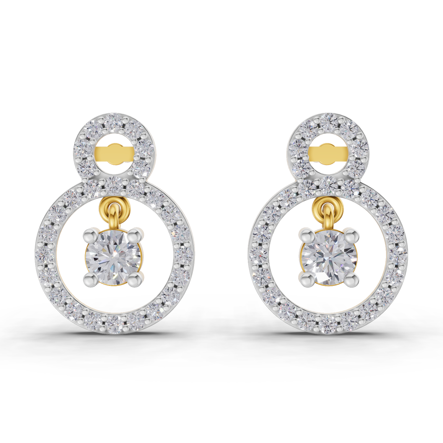 1.36 Carat Eternal Halo Drops Earrings 14K