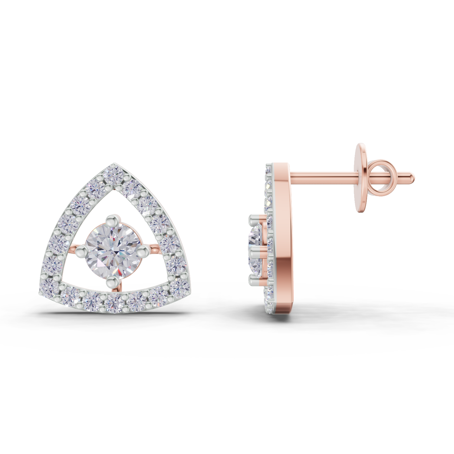 1.2 Carat Triane Diamond Studs Earrings 14K - Rose Gold