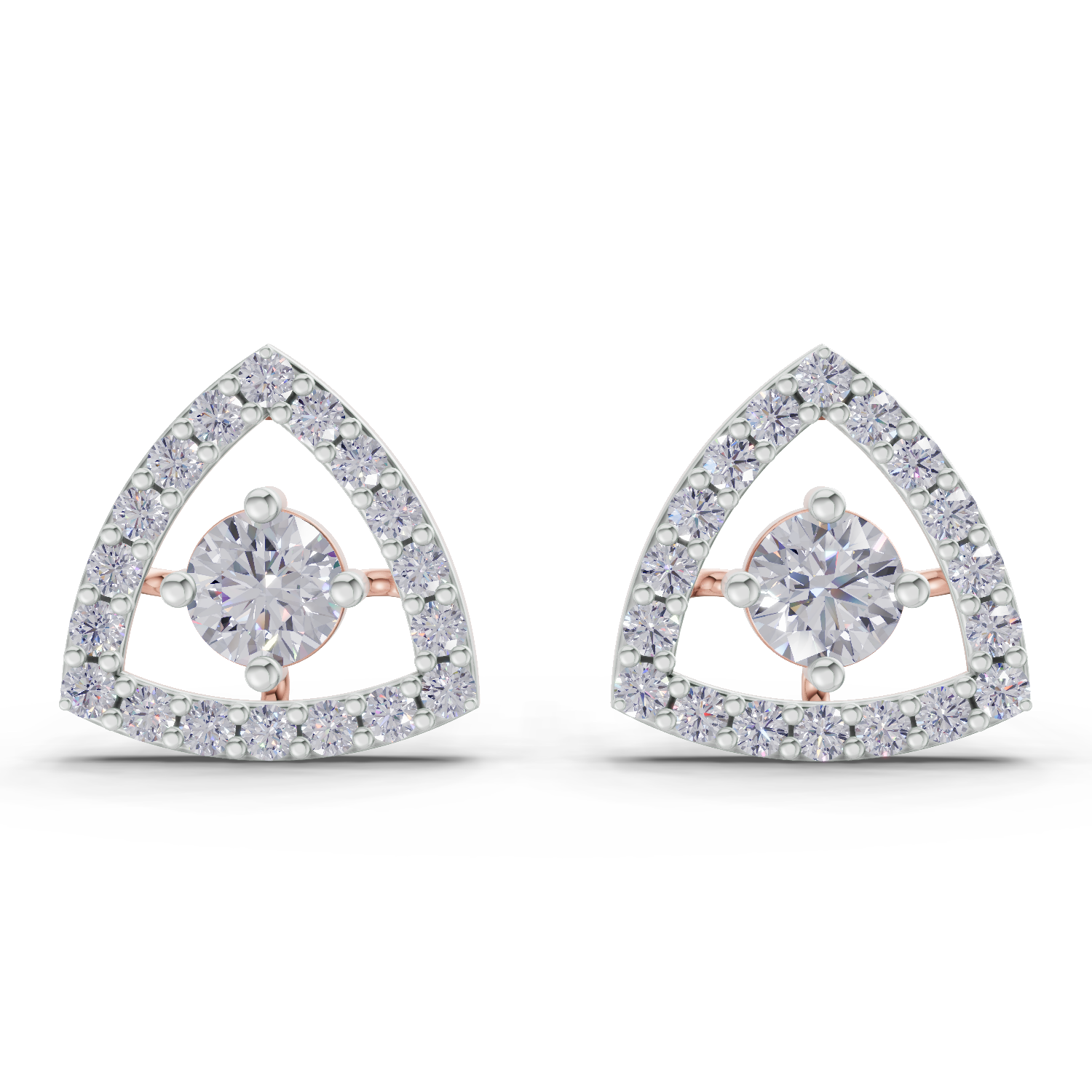 1.2 Carat Triane Diamond Studs Earrings 14K - Rose Gold