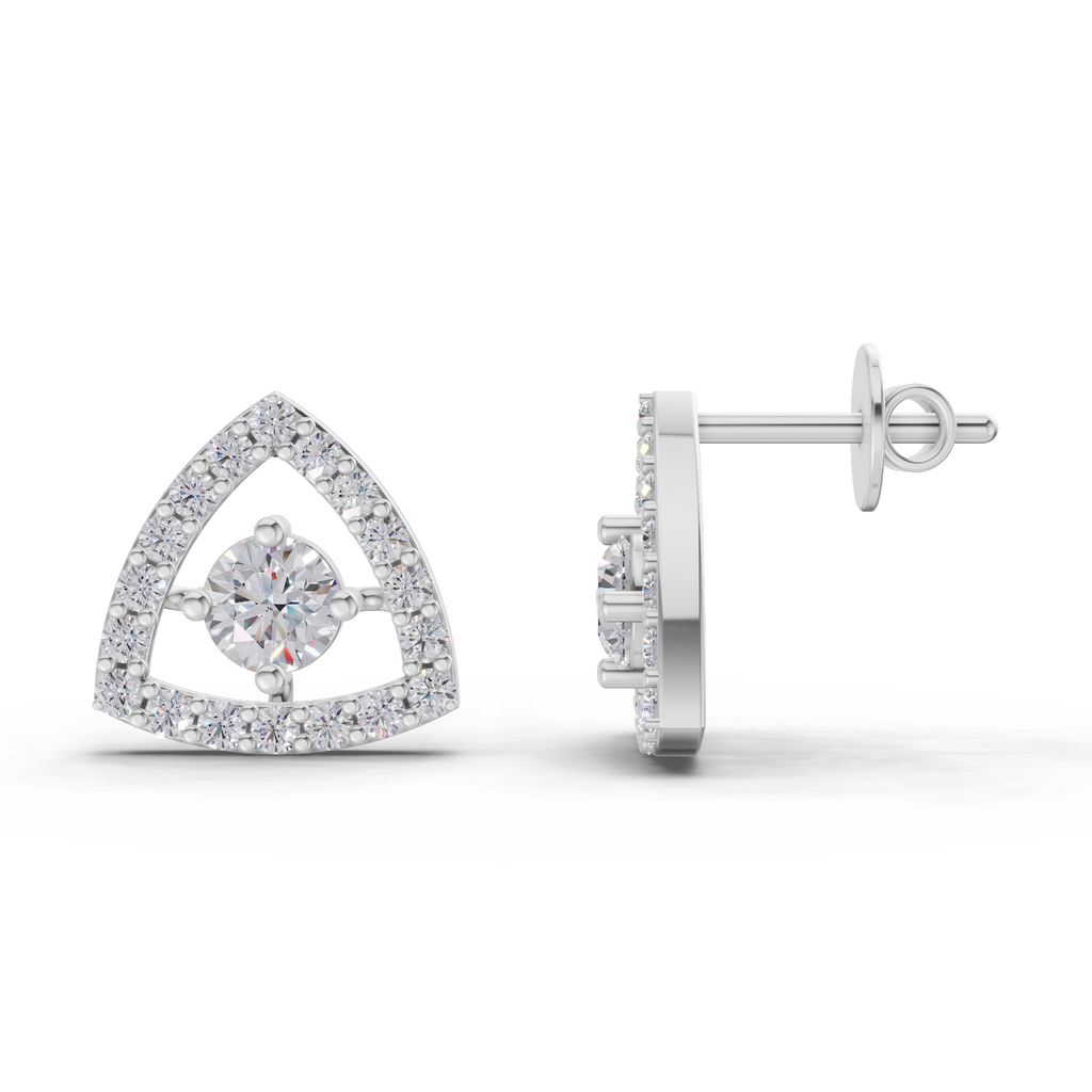 1.2 Carat Triane Diamond Studs Earrings 14K - White Gold