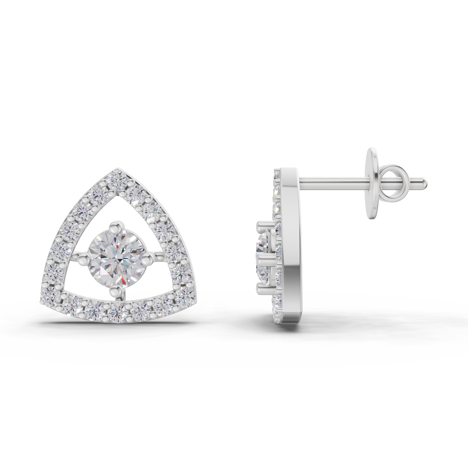 1.2 Carat Triane Diamond Studs Earrings 14K - White Gold