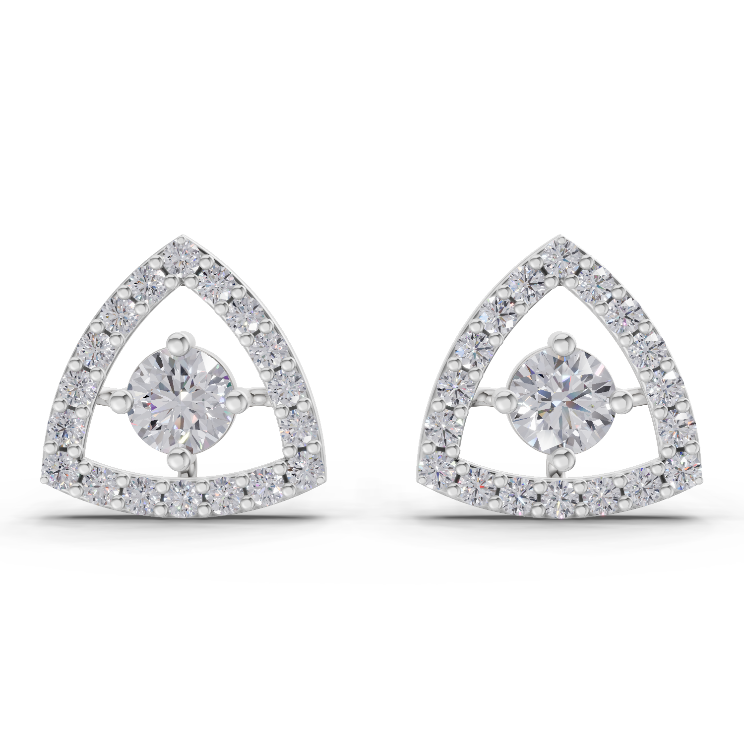 1.2 Carat Triane Diamond Studs Earrings 14K - White Gold