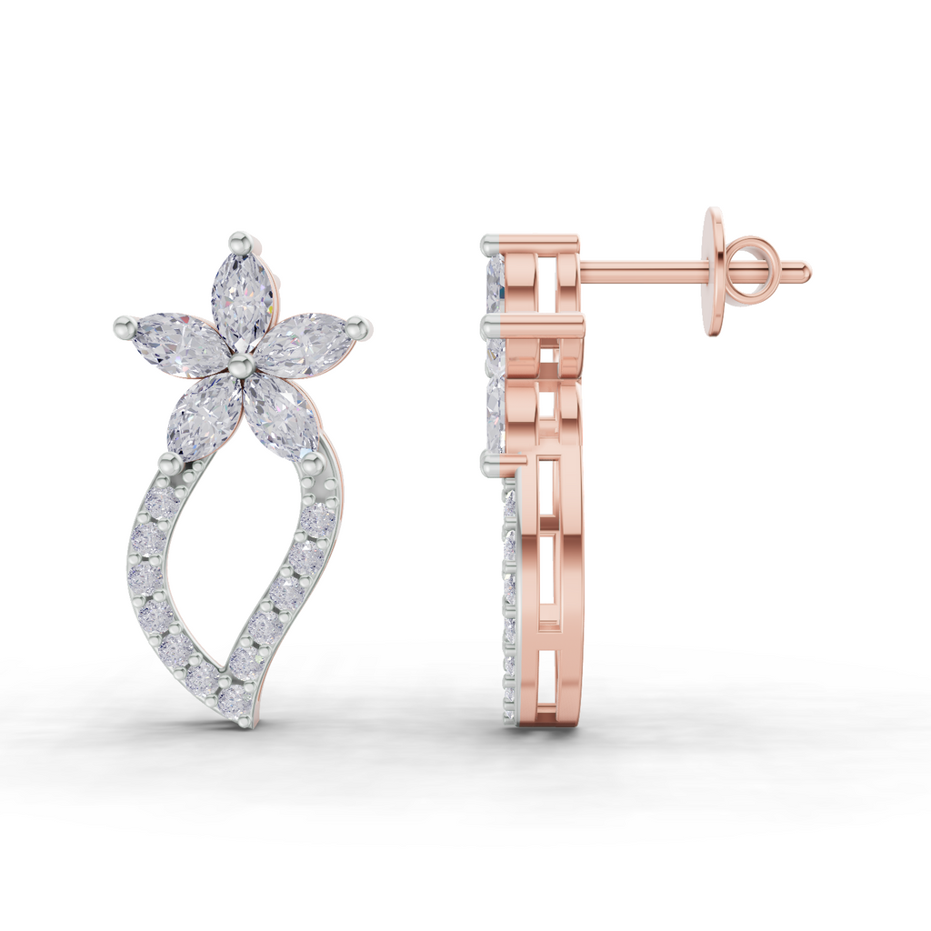 1.64 Carat Twist Bloom Earrings 14K - Rose Gold