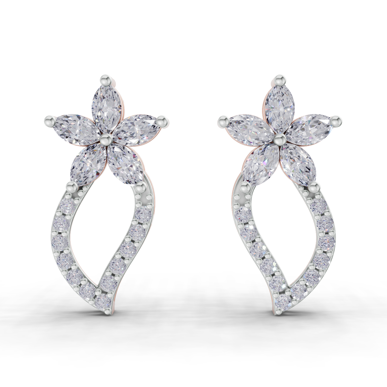 1.64 Carat Twist Bloom Earrings 14K - Rose Gold