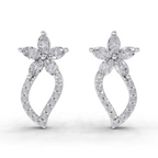 1.64 Carat Twist Bloom Earrings 14K - White Gold
