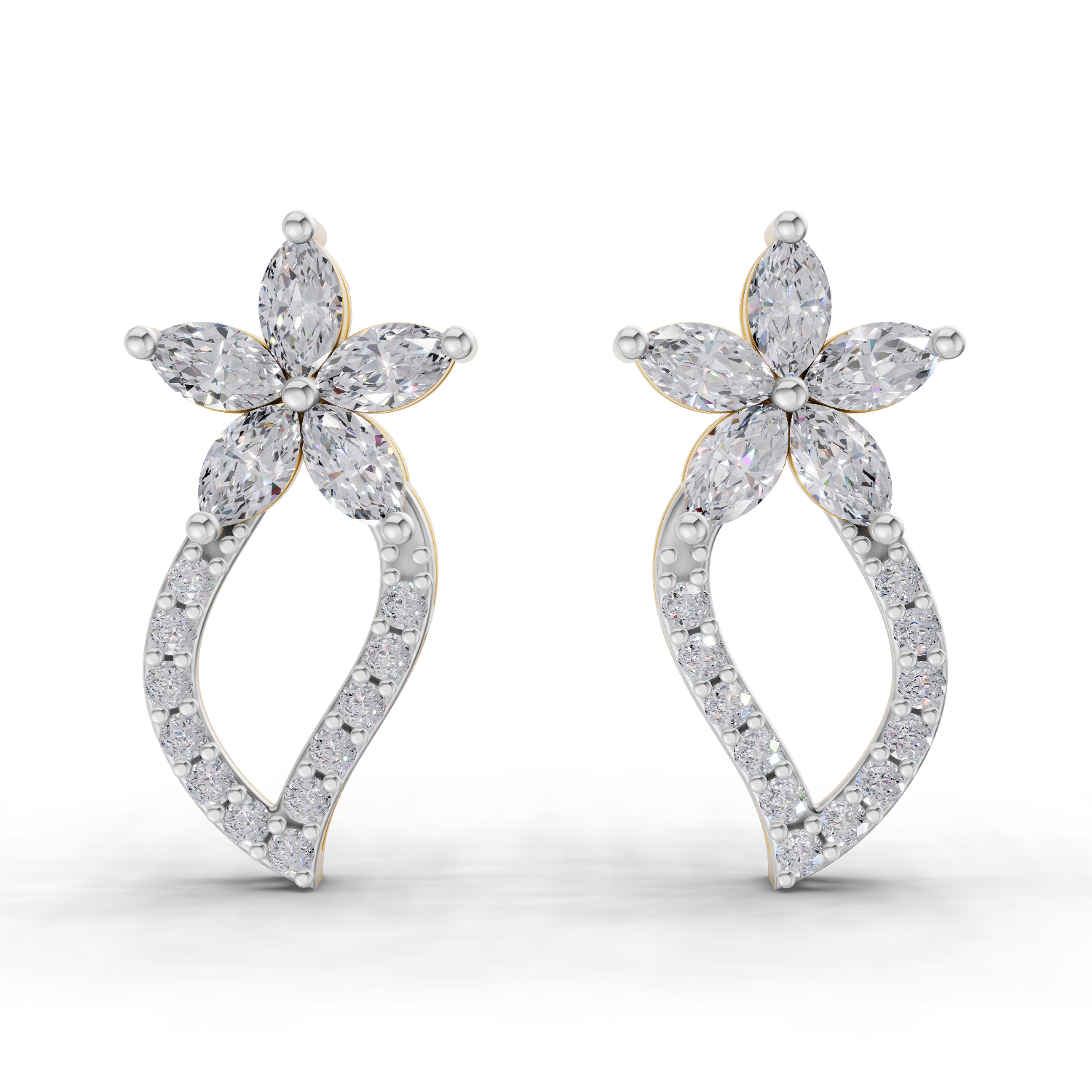 1.64 Carat Twist Bloom Earrings 14K