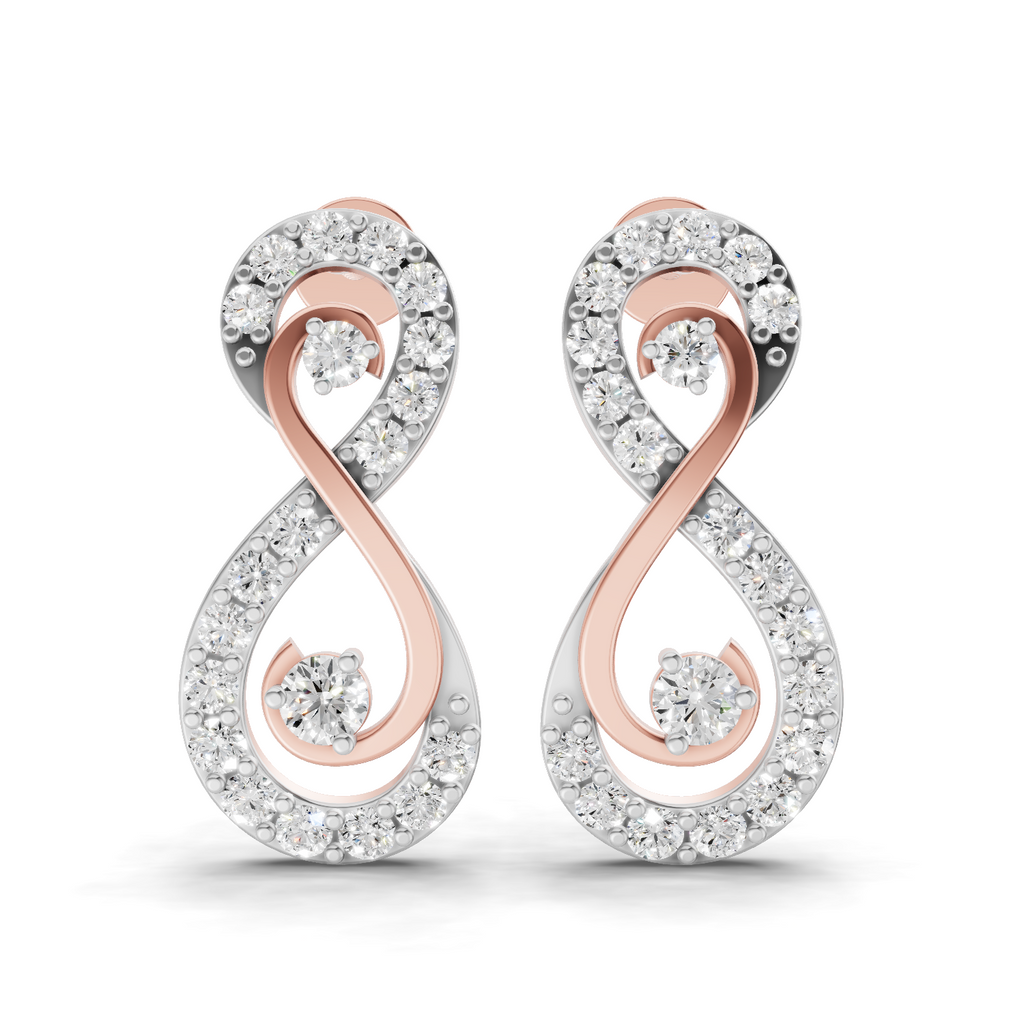 0.63 Carat Infinity Studs Diamond Earrings 14K - Rose Gold