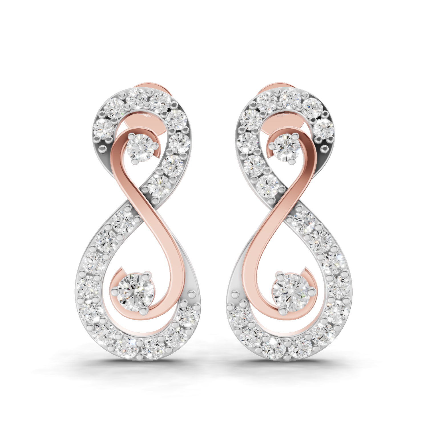0.63 Carat Infinity Studs Diamond Earrings 14K - Rose Gold