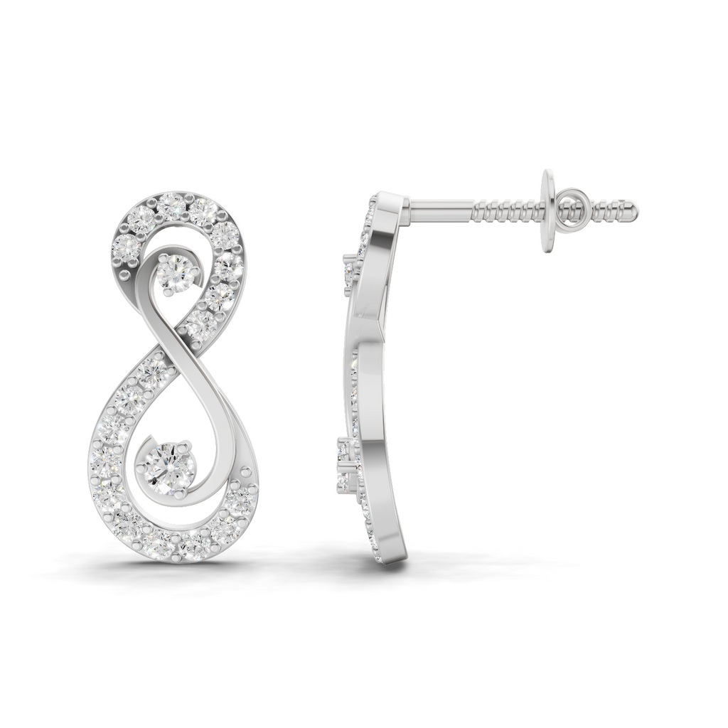 0.63 Carat Infinity Studs Diamond Earrings 14K - White Gold