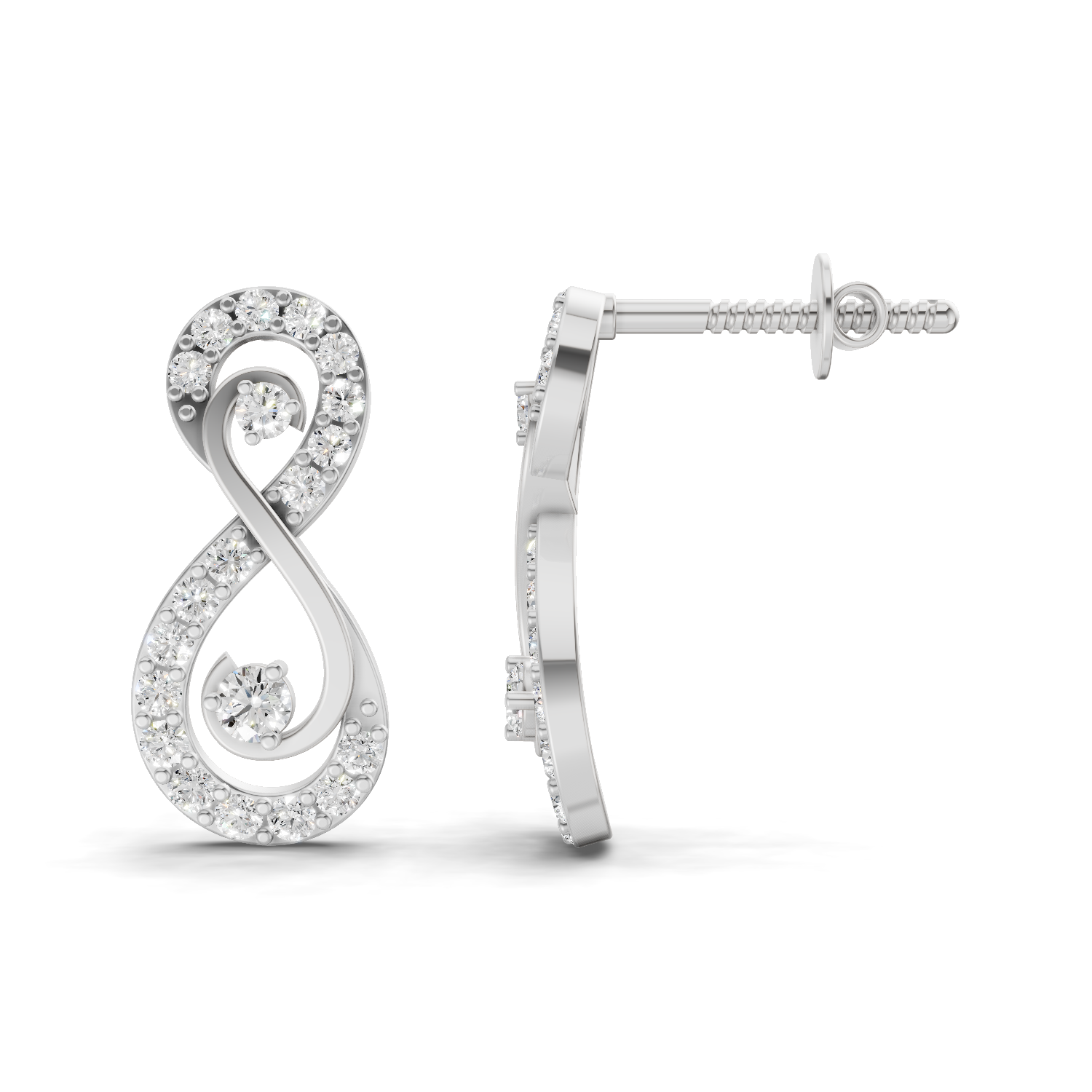 0.63 Carat Infinity Studs Diamond Earrings 14K - White Gold