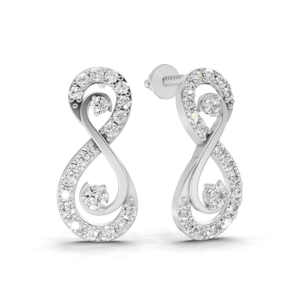 0.63 Carat Infinity Studs Diamond Earrings 14K - White Gold