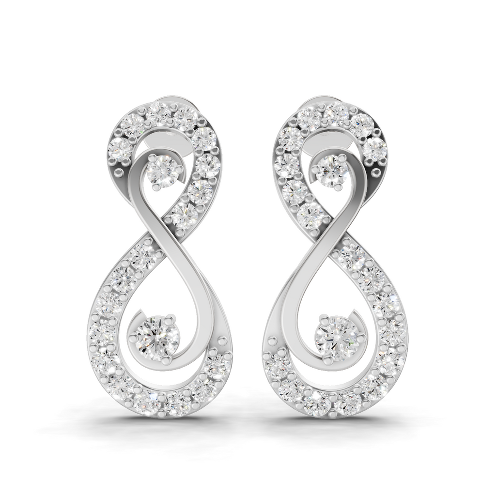 0.63 Carat Infinity Studs Diamond Earrings 14K - White Gold