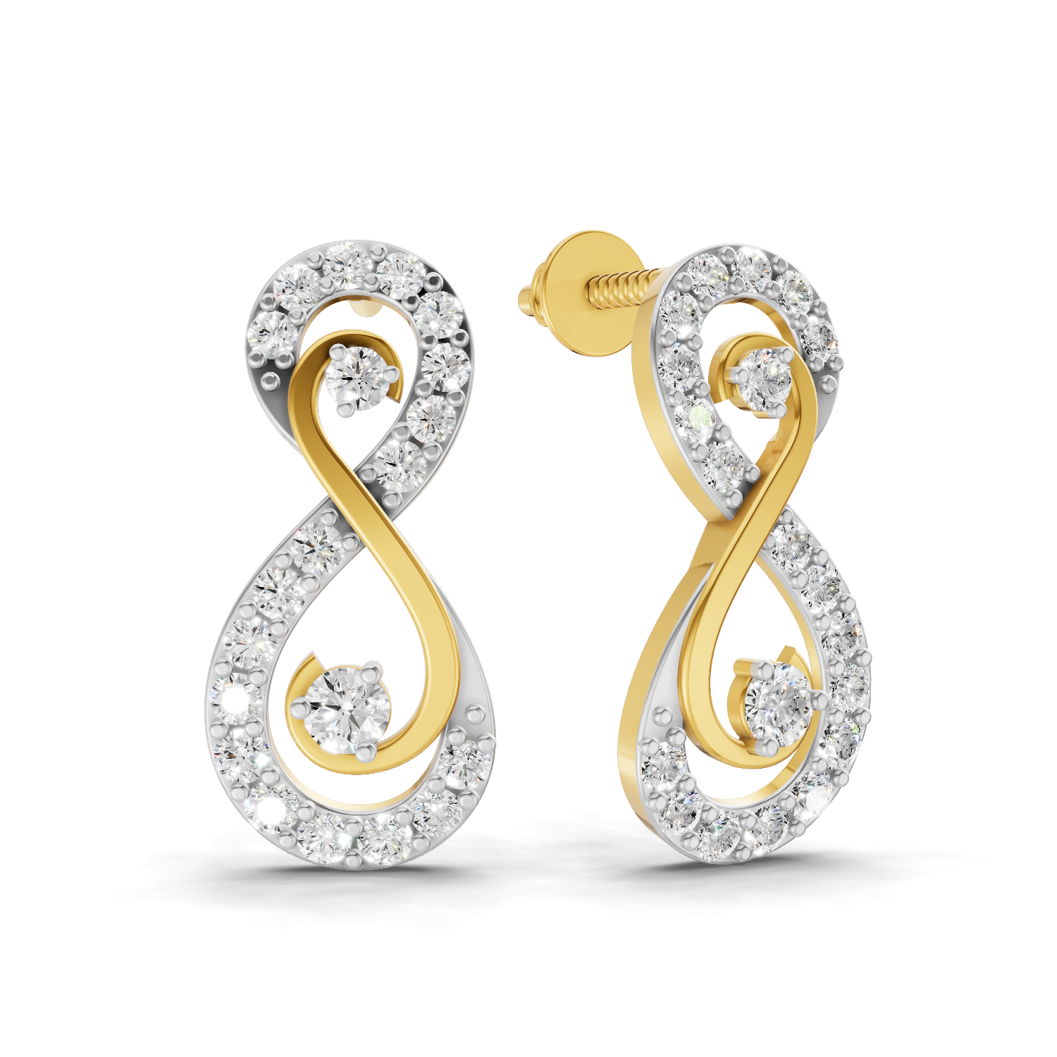 0.63 Carat Infinity Studs Diamond Earrings 14K
