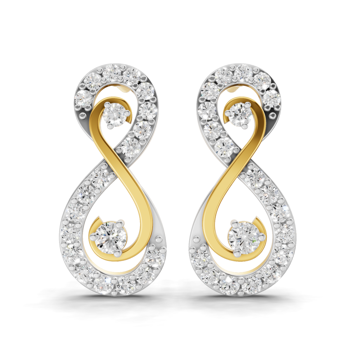 0.63 Carat Infinity Studs Diamond Earrings 14K
