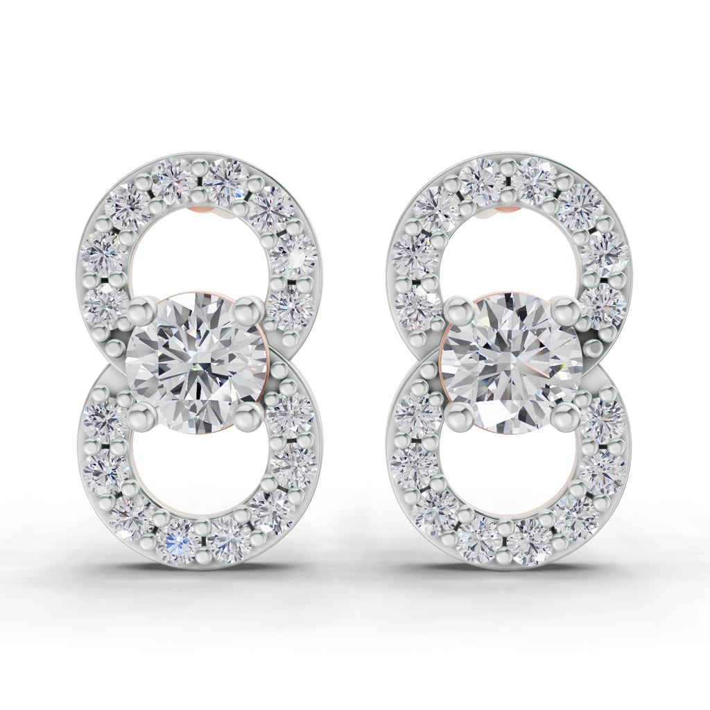 0.81 Carat Infinity Halo Solitaire Studs Earrings 14K - Rose Gold