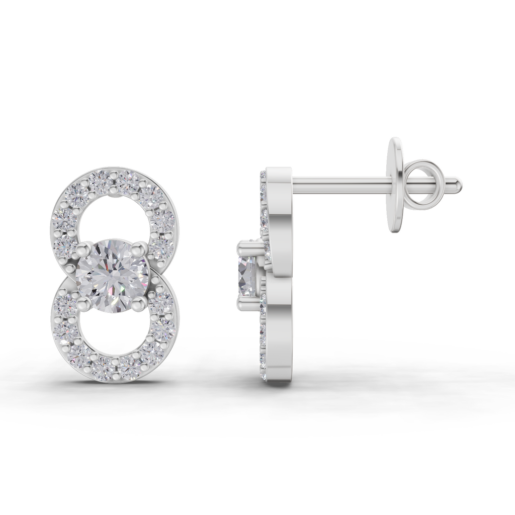 0.81 Carat Infinity Halo Solitaire Studs Earrings 14K - White Gold