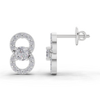 0.81 Carat Infinity Halo Solitaire Studs Earrings 14K - White Gold