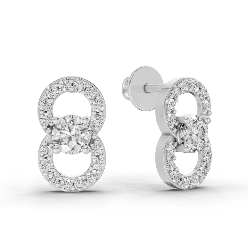 0.81 Carat Infinity Halo Solitaire Studs Earrings 14K - White Gold
