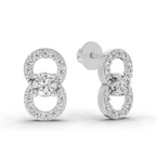 0.81 Carat Infinity Halo Solitaire Studs Earrings 14K - White Gold