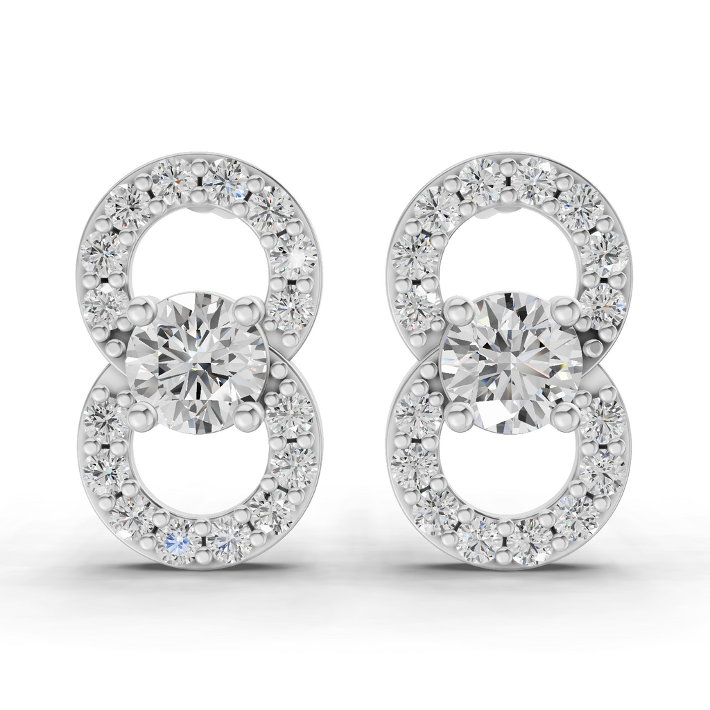 0.81 Carat Infinity Halo Solitaire Studs Earrings 14K - White Gold