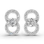 0.81 Carat Infinity Halo Solitaire Studs Earrings 14K - White Gold