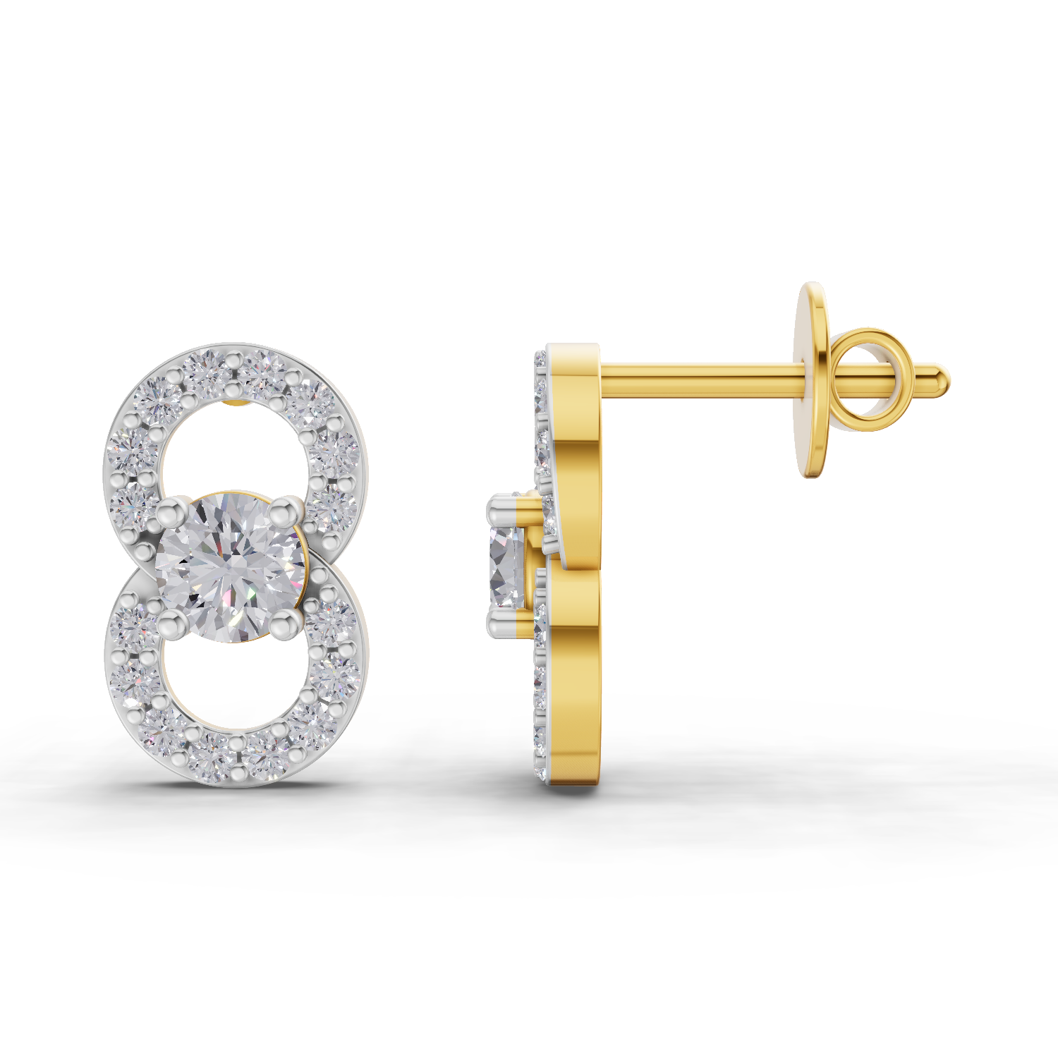 0.81 Carat Infinity Halo Solitaire Studs Earrings 14K