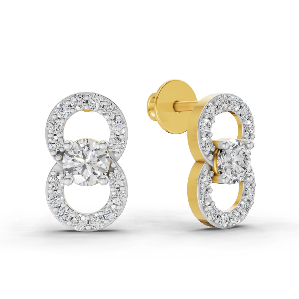 0.81 Carat Infinity Halo Solitaire Studs Earrings 14K