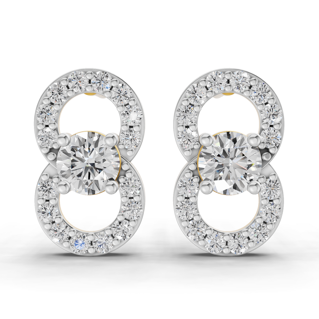 0.81 Carat Infinity Halo Solitaire Studs Earrings 14K