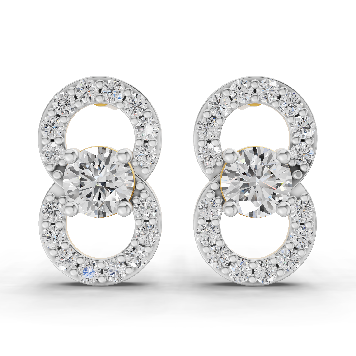 0.81 Carat Infinity Halo Solitaire Studs Earrings 14K