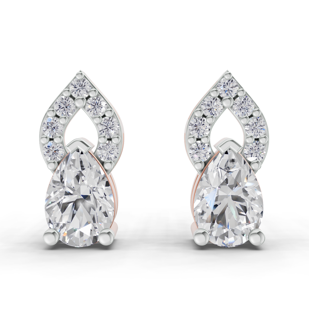 1.17 Carat Sparkleaf Pear Studs Earrings 14K - Rose Gold
