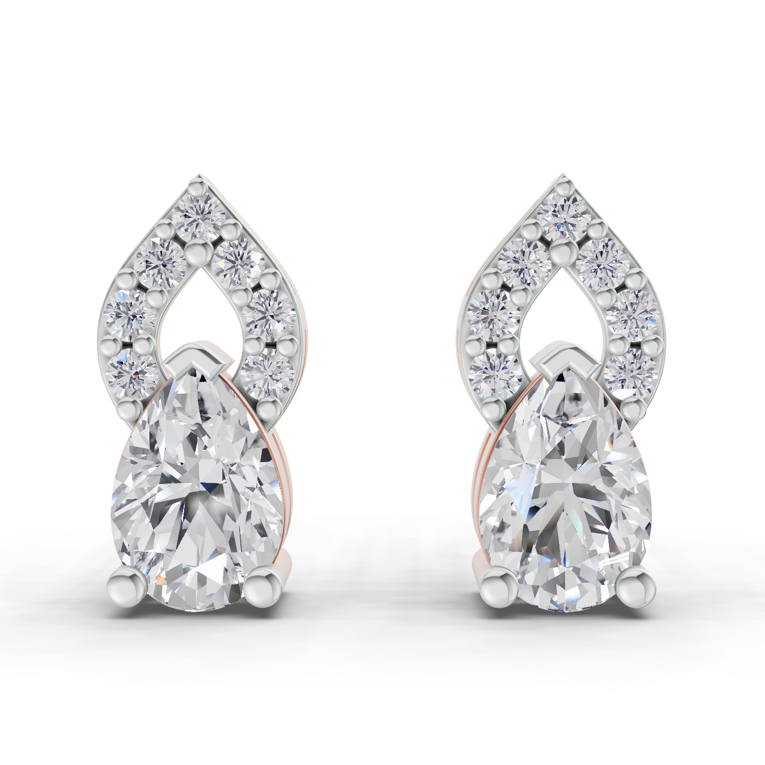 1.17 Carat Sparkleaf Pear Studs Earrings 14K - Rose Gold