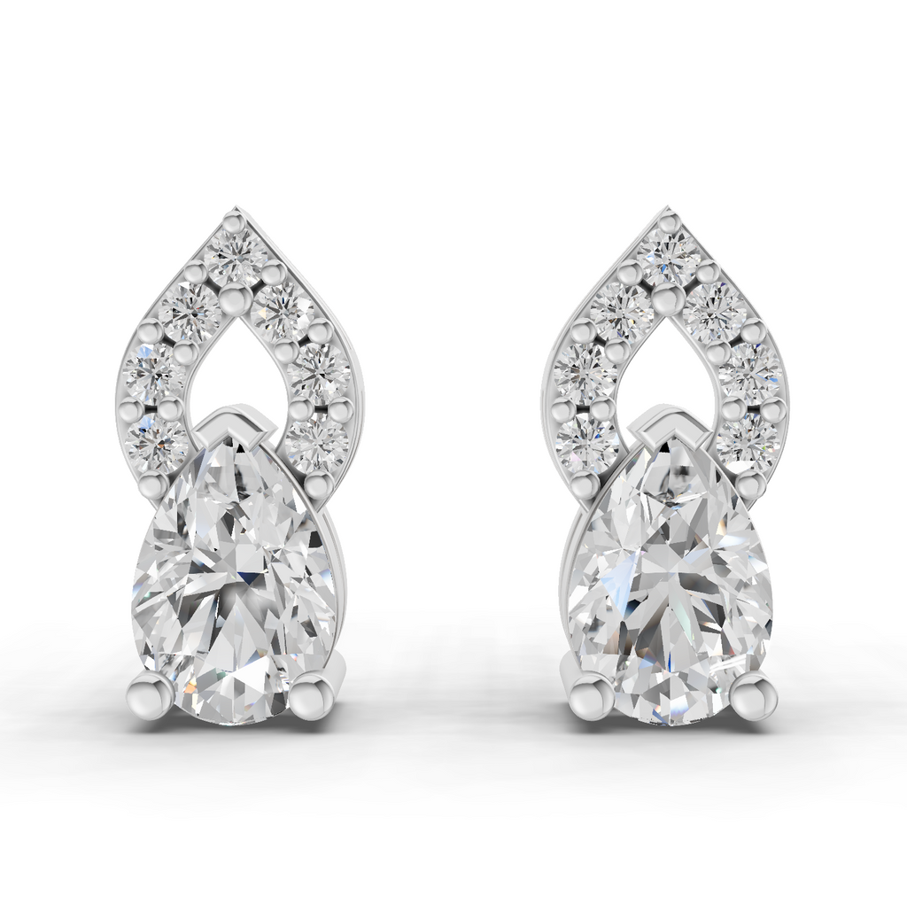 1.17 Carat Sparkleaf Pear Studs Earrings 14K - White Gold