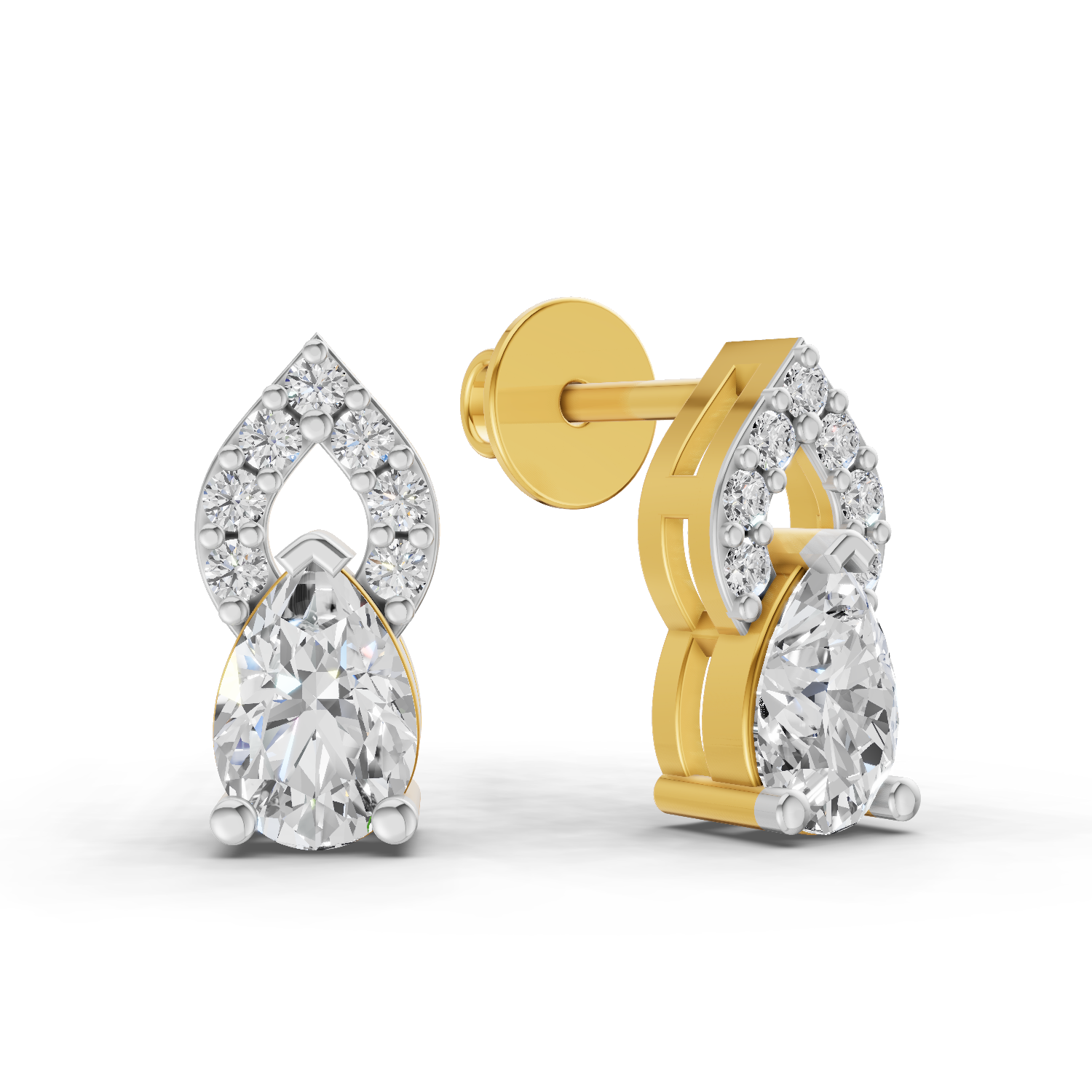 1.17 Carat Sparkleaf Pear Studs Earrings 14K