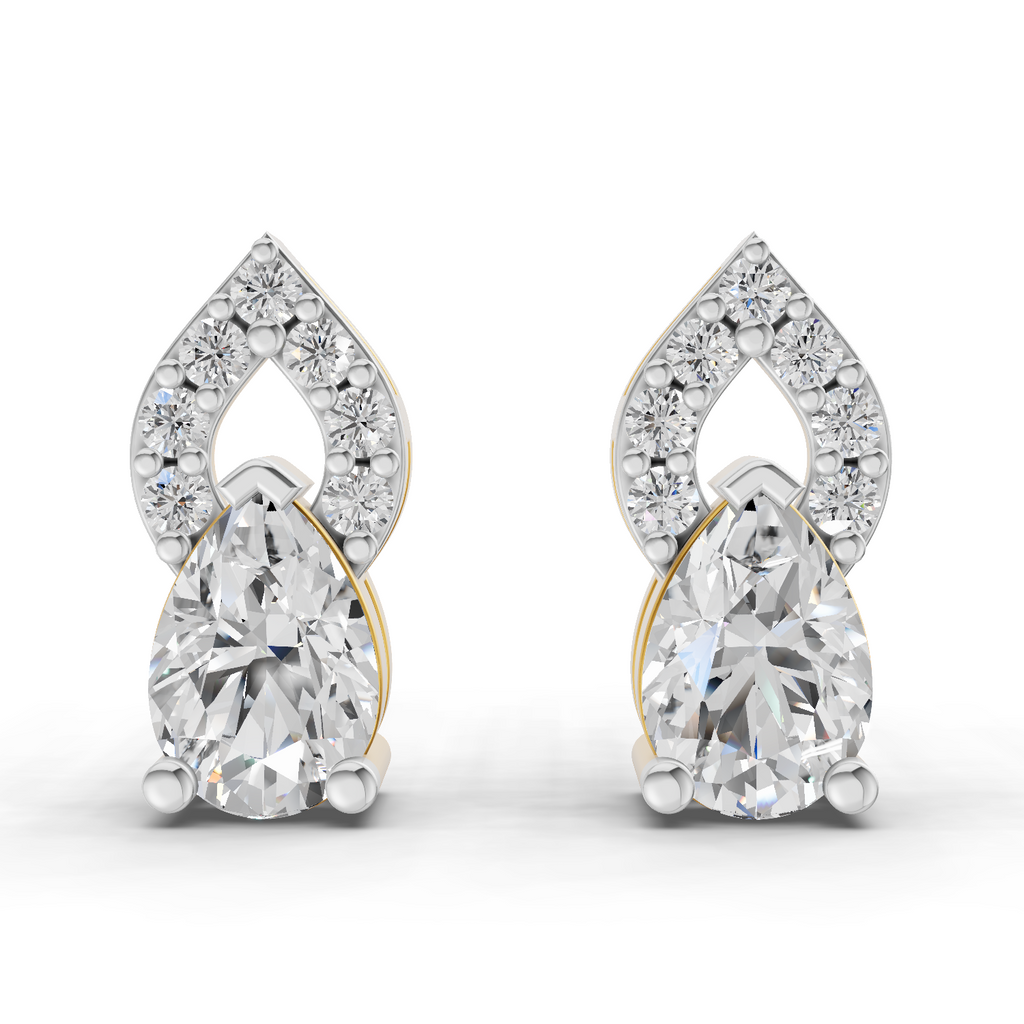 1.17 Carat Sparkleaf Pear Studs Earrings 14K