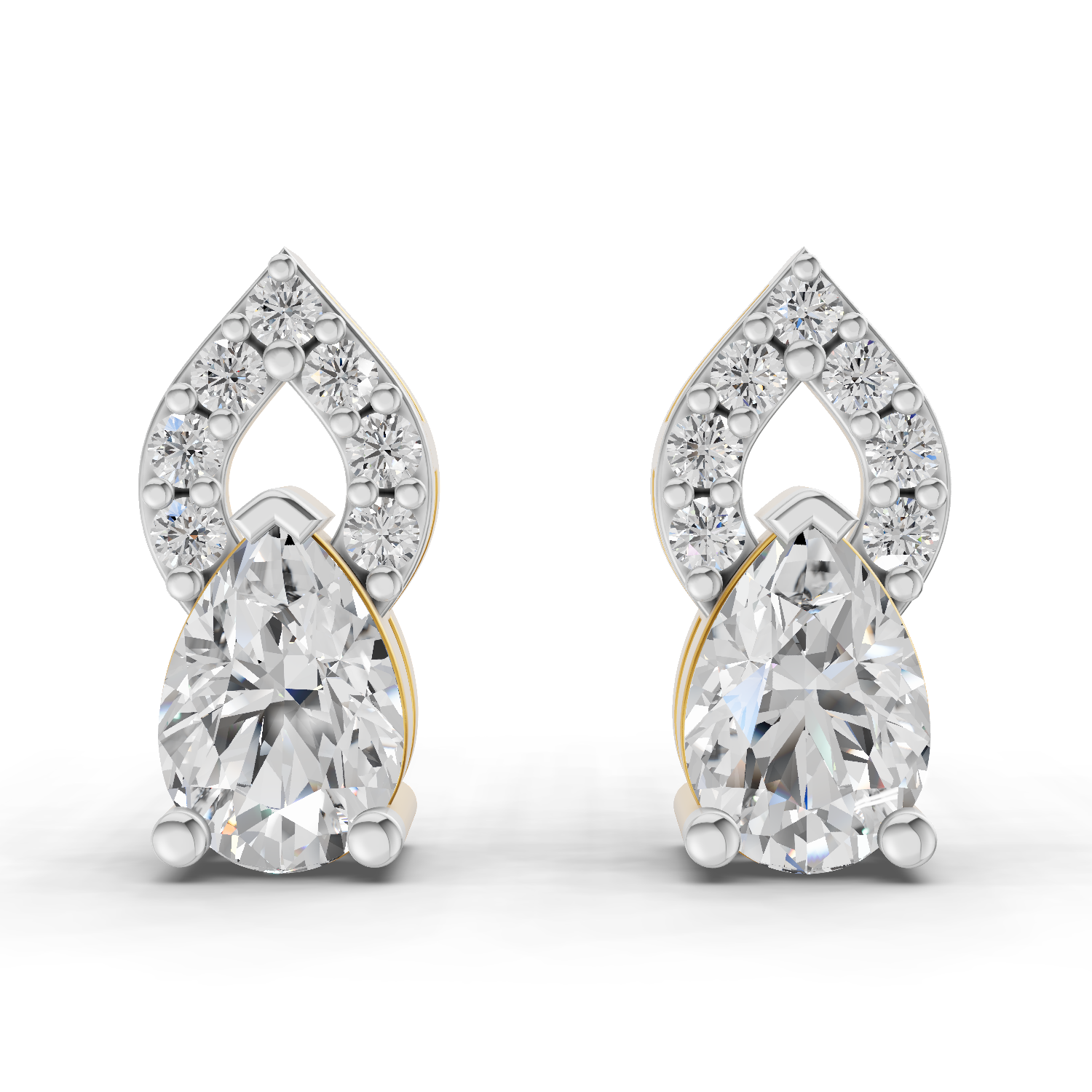 1.17 Carat Sparkleaf Pear Studs Earrings 14K