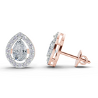 1.32 Carat Aurora Pear Halo Earrings 14K - Rose Gold