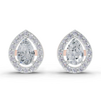 1.32 Carat Aurora Pear Halo Earrings 14K - Rose Gold