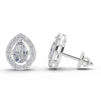 1.32 Carat Aurora Pear Halo Earrings 14K - White Gold