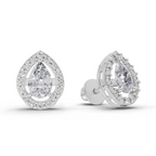 1.32 Carat Aurora Pear Halo Earrings 14K - White Gold
