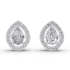 1.32 Carat Aurora Pear Halo Earrings 14K - White Gold