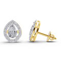 1.32 Carat Aurora Pear Halo Earrings 14K