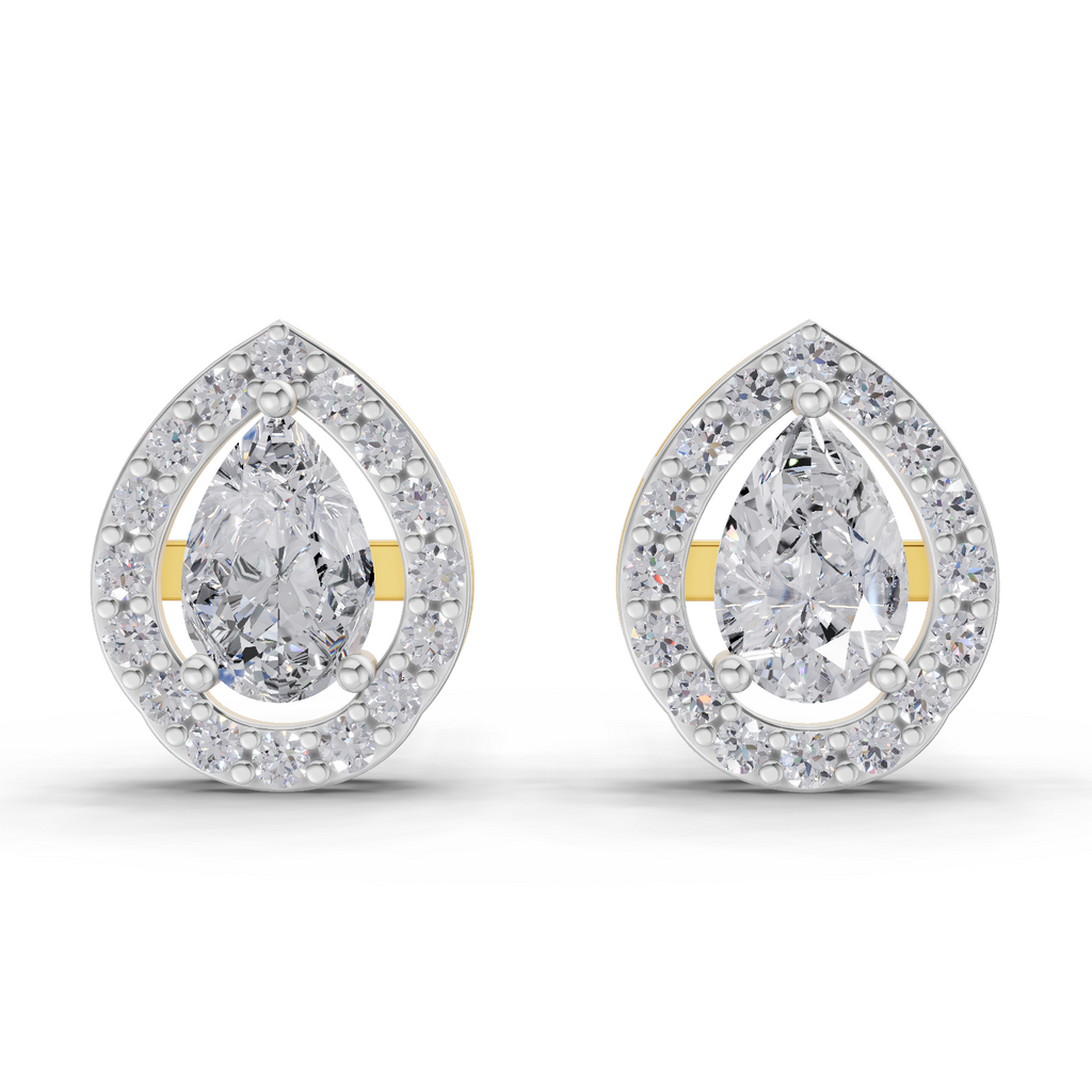 1.32 Carat Aurora Pear Halo Earrings 14K