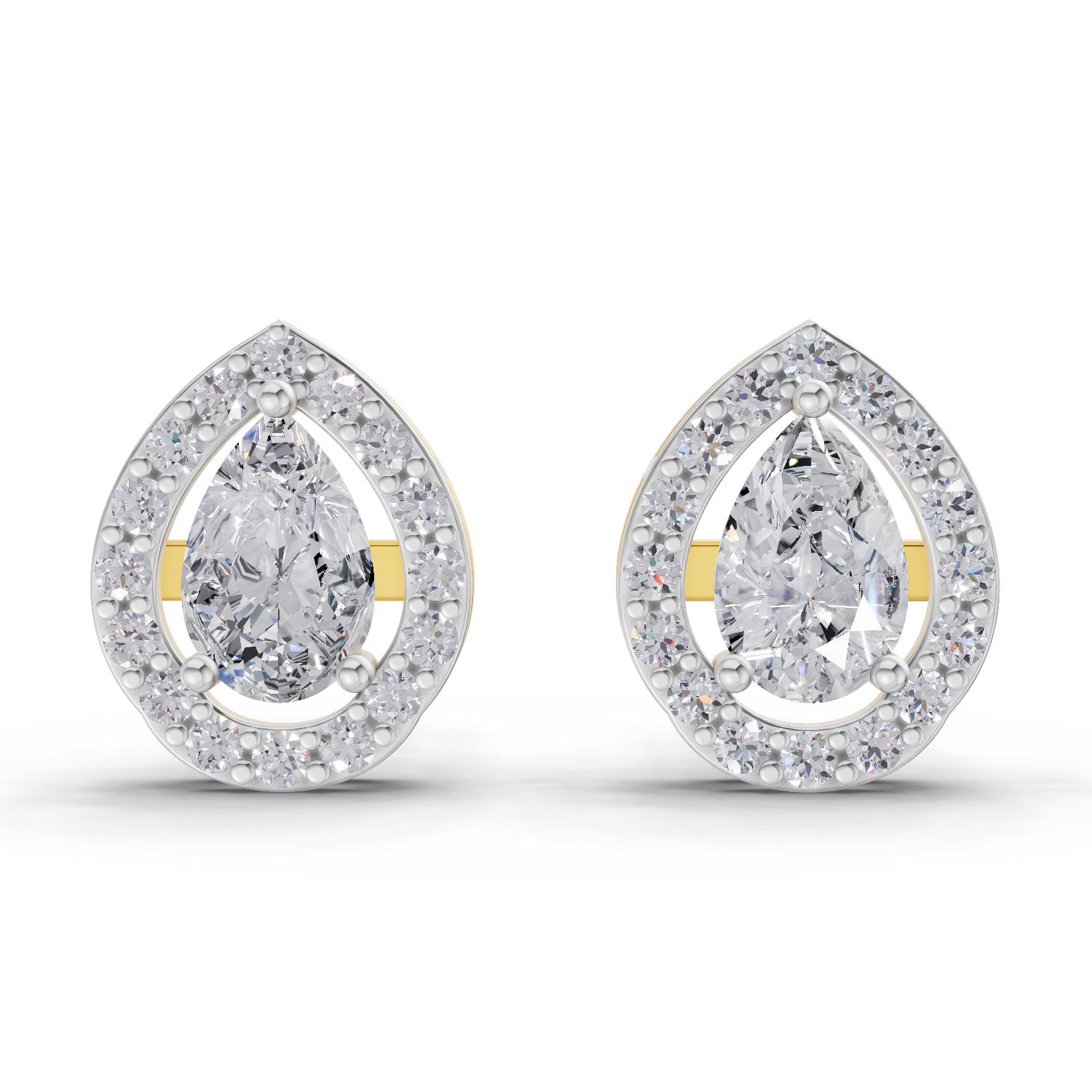 1.32 Carat Aurora Pear Halo Earrings 14K