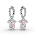 1.11 Carat Sparkleaf Oval Studs Earrings 14K - Rose Gold
