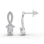 1.11 Carat Sparkleaf Oval Studs Earrings 14K - White Gold