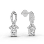 1.11 Carat Sparkleaf Oval Studs Earrings 14K - White Gold
