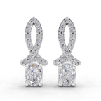 1.11 Carat Sparkleaf Oval Studs Earrings 14K - White Gold