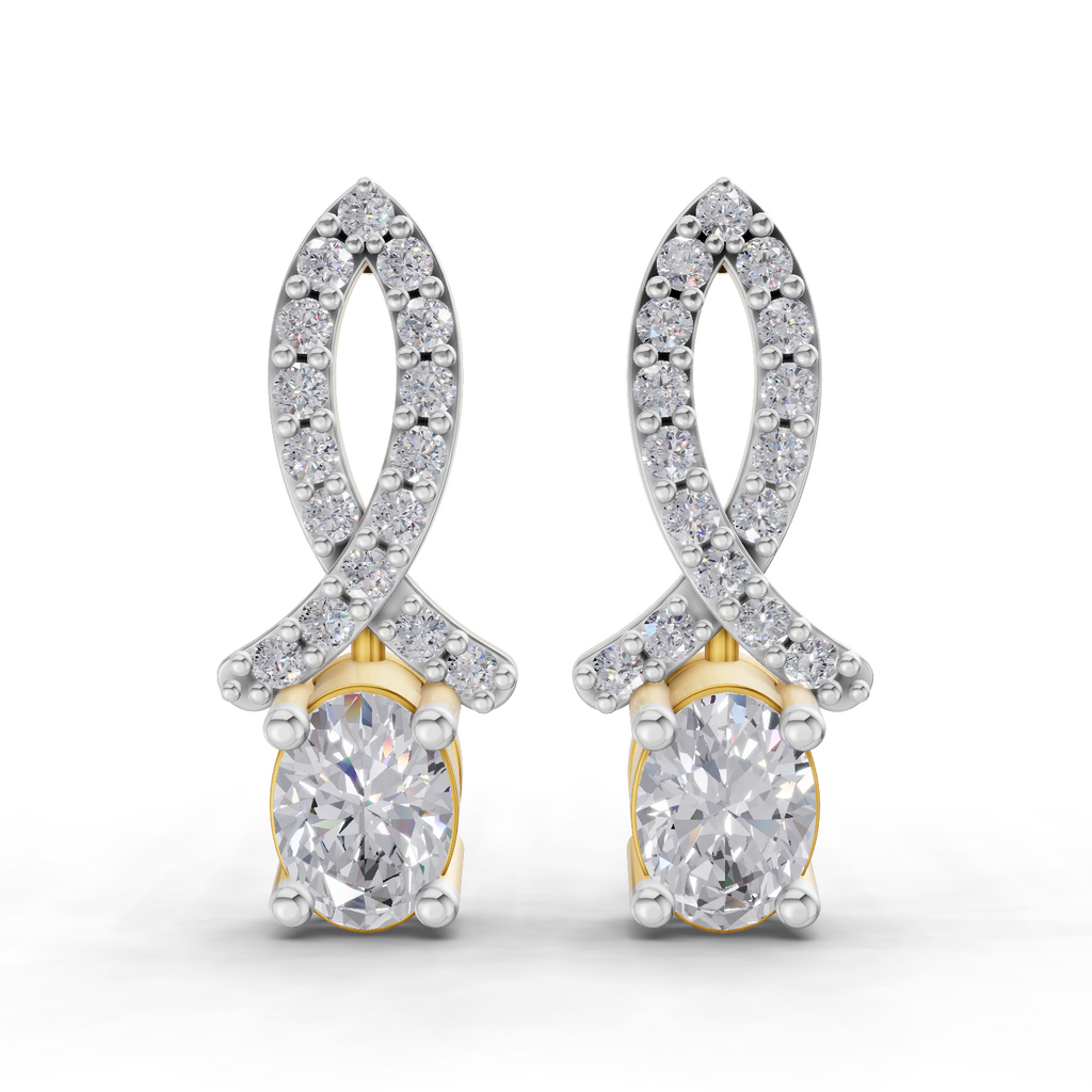 1.11 Carat Sparkleaf Oval Studs Earrings 14K